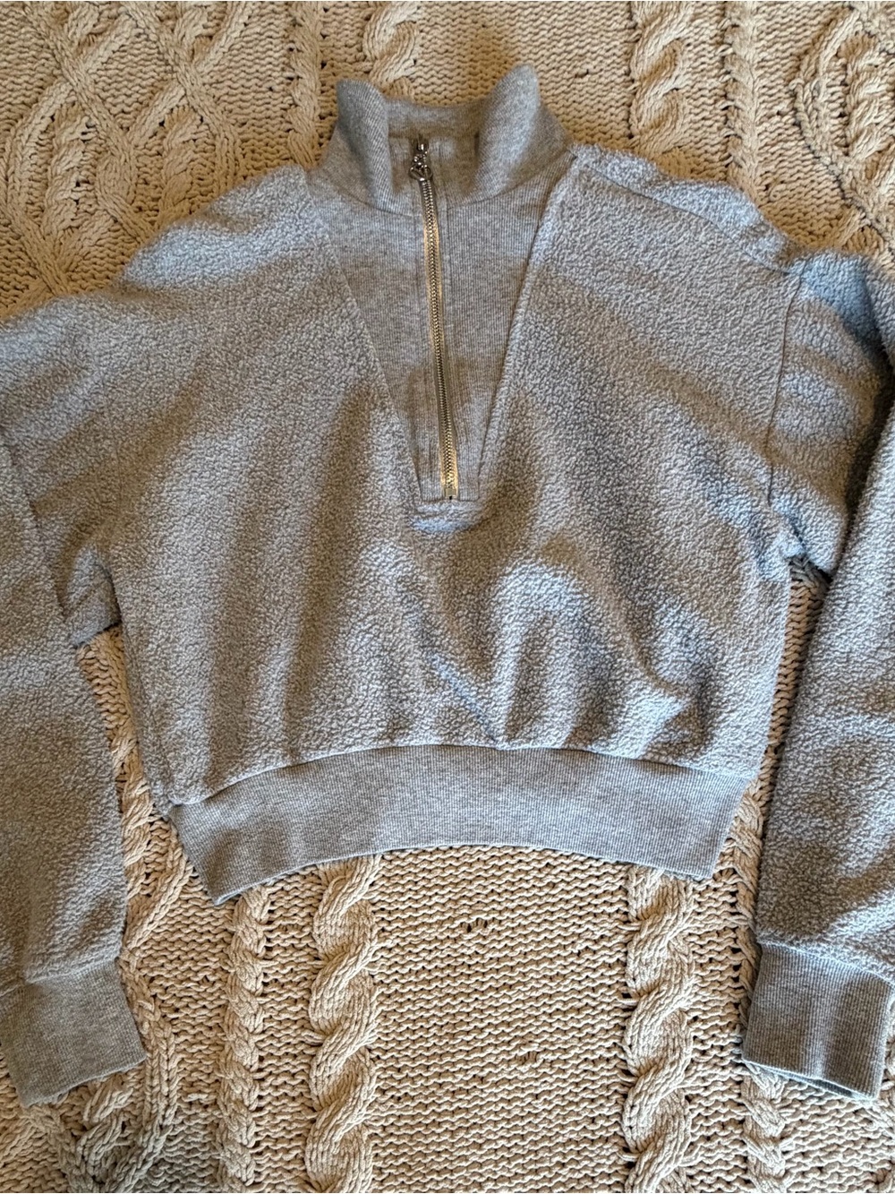 Victoria's Secret Light Gray Sherpa Half-Zip Pullover